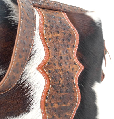 The Pony Express - Tricolor w/ Saddle Ostrich-The Pony Express-Western-Cowhide-Bags-Handmade-Products-Gifts-Dancing Cactus Designs