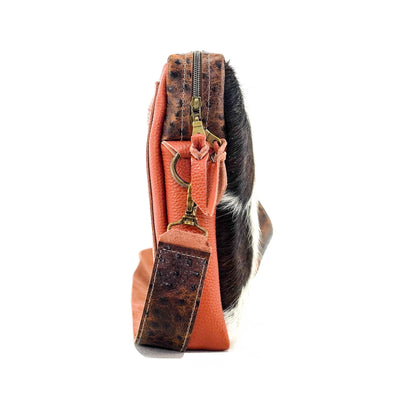 The Pony Express - Tricolor w/ Saddle Ostrich-The Pony Express-Western-Cowhide-Bags-Handmade-Products-Gifts-Dancing Cactus Designs