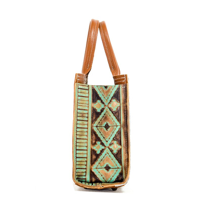 The Ranch Hand - Brindle w/ Turquoise Navajo-The Ranch Hand-Western-Cowhide-Bags-Handmade-Products-Gifts-Dancing Cactus Designs