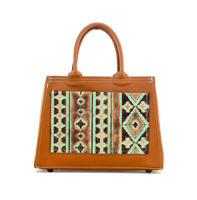 The Ranch Hand - Brindle w/ Turquoise Navajo-The Ranch Hand-Western-Cowhide-Bags-Handmade-Products-Gifts-Dancing Cactus Designs
