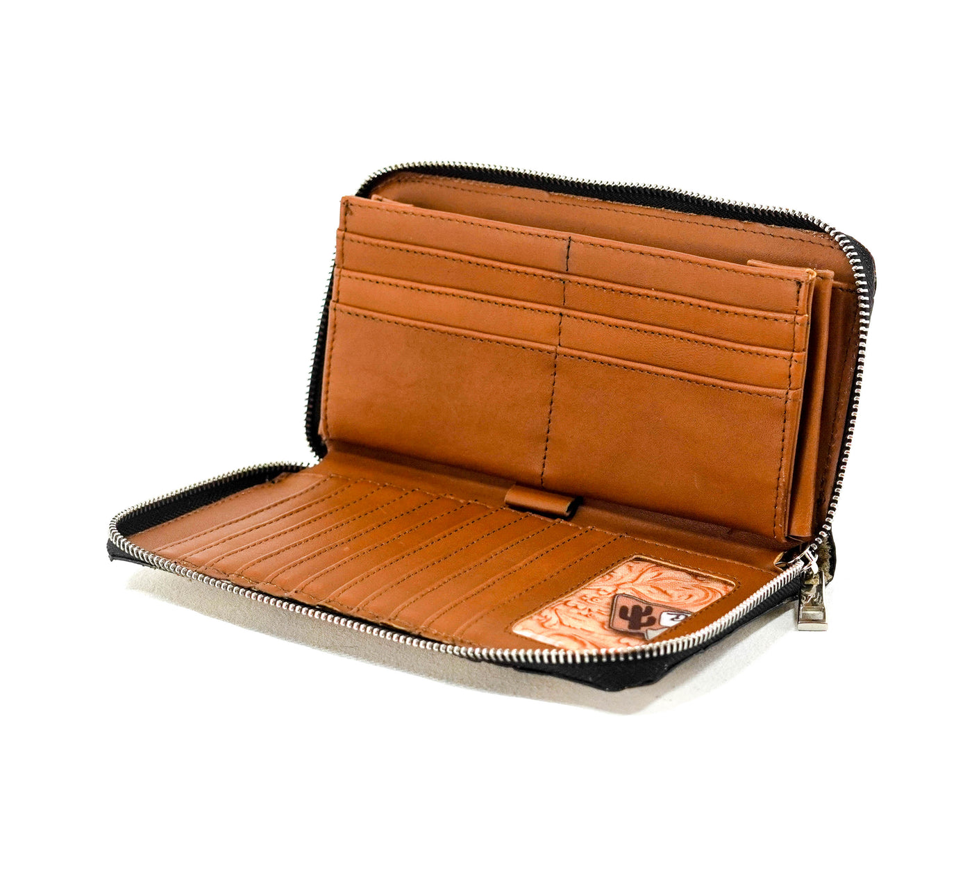 The Stage Coach Wallet - All Embossed w/ Ghost Skulls-The Stage Coach Wallet-Western-Cowhide-Bags-Handmade-Products-Gifts-Dancing Cactus Designs