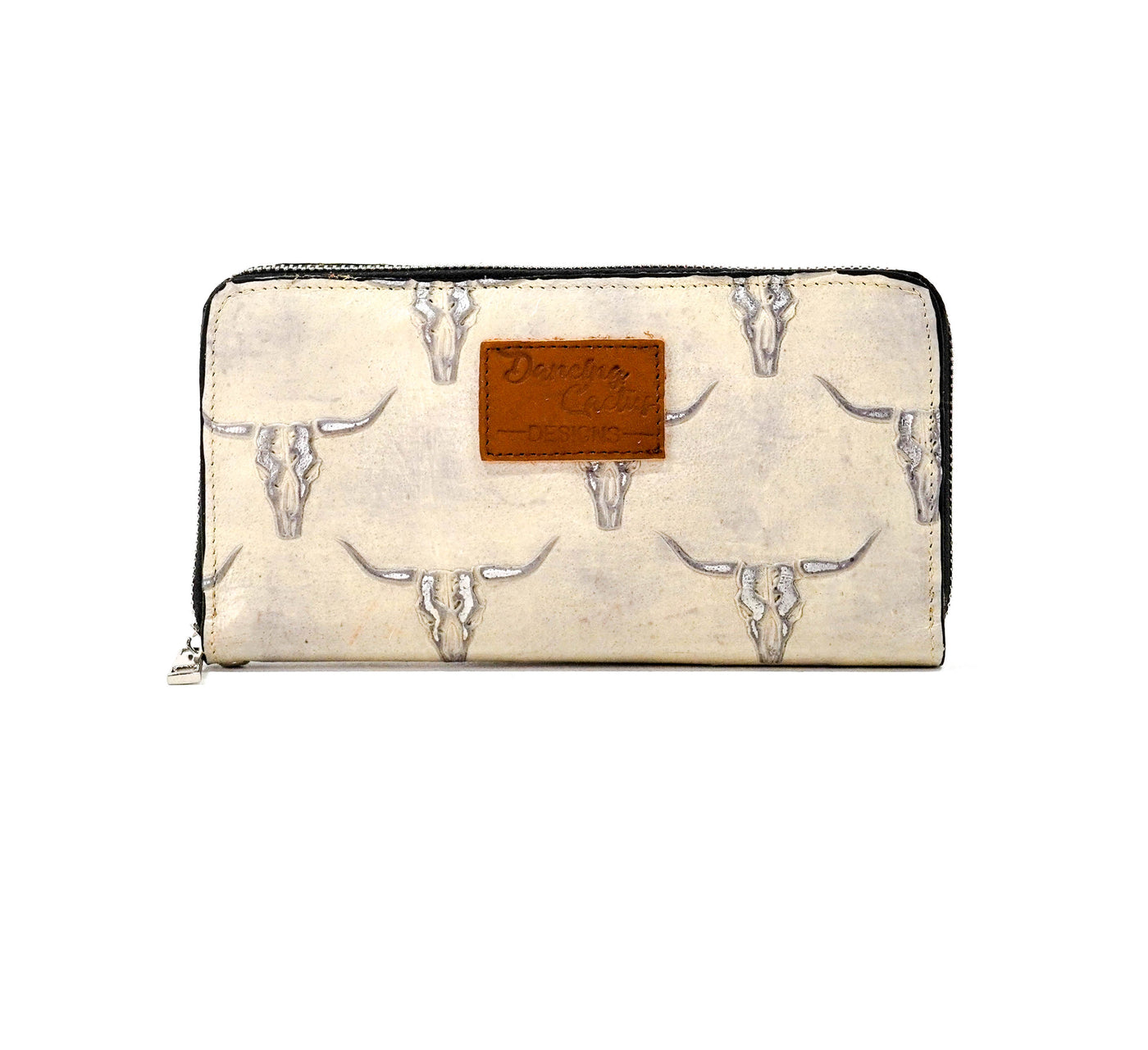 The Stage Coach Wallet - All Embossed w/ Ghost Skulls-The Stage Coach Wallet-Western-Cowhide-Bags-Handmade-Products-Gifts-Dancing Cactus Designs