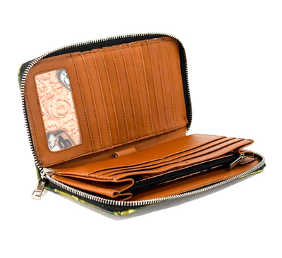 The Stage Coach Wallet - All Embossed w/ Mountain View Skulls-The Stage Coach Wallet-Western-Cowhide-Bags-Handmade-Products-Gifts-Dancing Cactus Designs