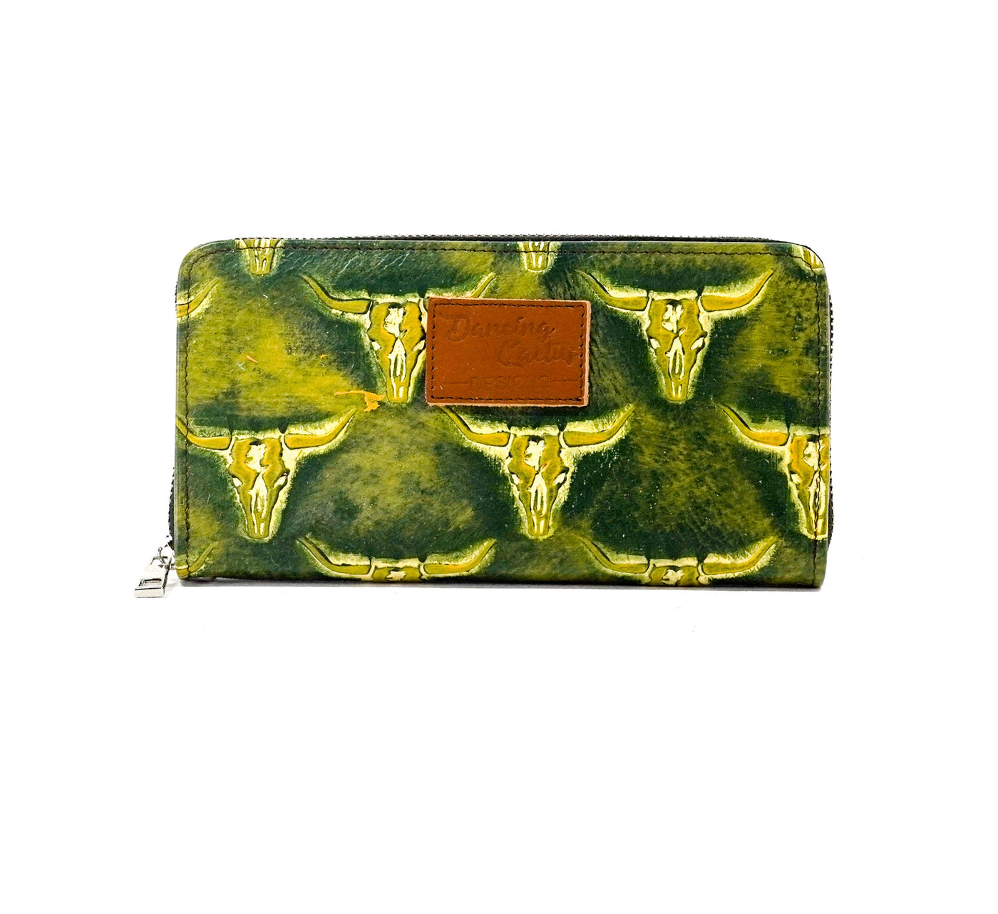 The Stage Coach Wallet - All Embossed w/ Mountain View Skulls-The Stage Coach Wallet-Western-Cowhide-Bags-Handmade-Products-Gifts-Dancing Cactus Designs