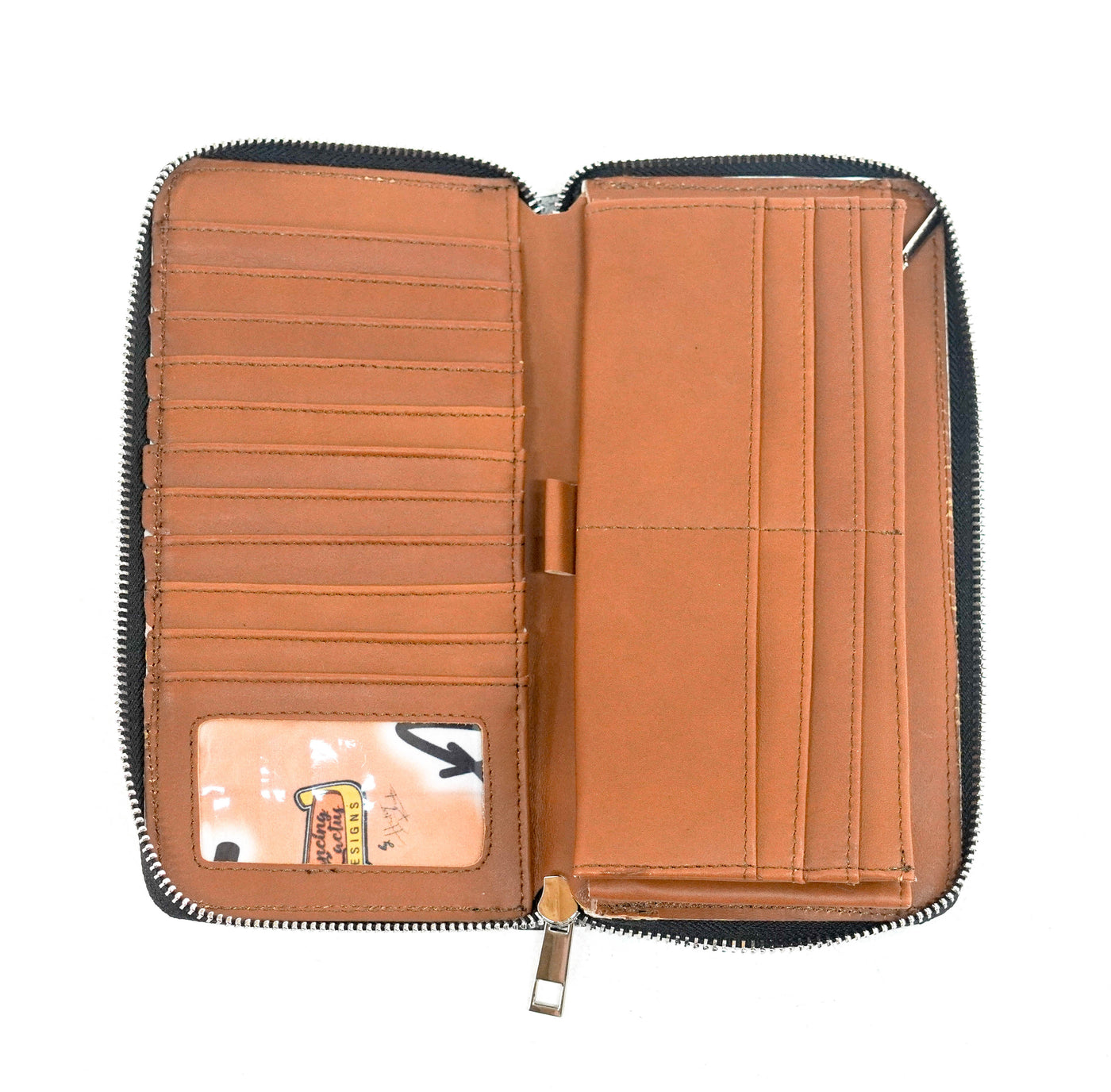The Stage Coach Wallet - Chocolate & White w/ No Embossed-The Stage Coach Wallet-Western-Cowhide-Bags-Handmade-Products-Gifts-Dancing Cactus Designs