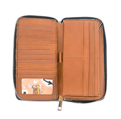 The Stage Coach Wallet - Chocolate & White w/ No Embossed-The Stage Coach Wallet-Western-Cowhide-Bags-Handmade-Products-Gifts-Dancing Cactus Designs