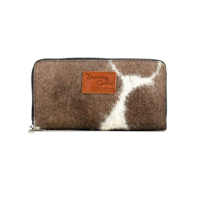 The Stage Coach Wallet - Chocolate & White w/ No Embossed-The Stage Coach Wallet-Western-Cowhide-Bags-Handmade-Products-Gifts-Dancing Cactus Designs