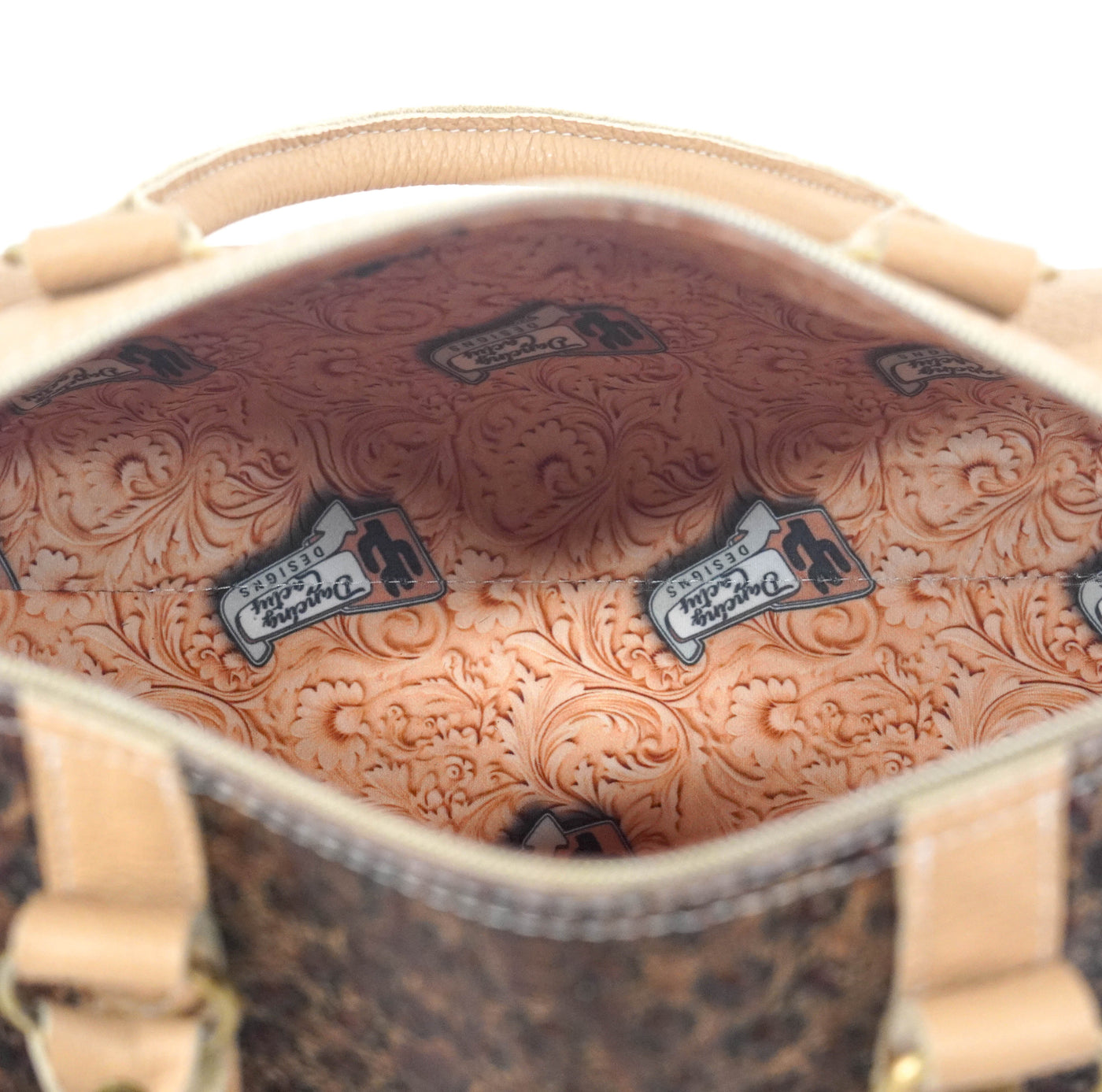 The Stowaway Classic - All Embossed w/ Cowboy Ostrich-The Stowaway Classic-Western-Cowhide-Bags-Handmade-Products-Gifts-Dancing Cactus Designs