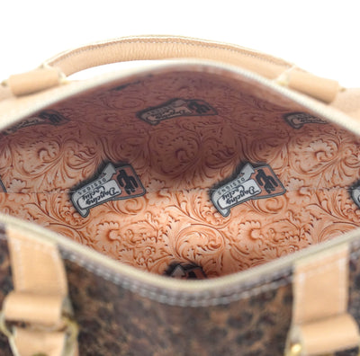 The Stowaway Classic - All Embossed w/ Cowboy Ostrich-The Stowaway Classic-Western-Cowhide-Bags-Handmade-Products-Gifts-Dancing Cactus Designs