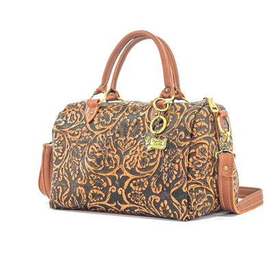 The Stowaway Classic - All Embossed w/ Honey Tool-The Stowaway Classic-Western-Cowhide-Bags-Handmade-Products-Gifts-Dancing Cactus Designs