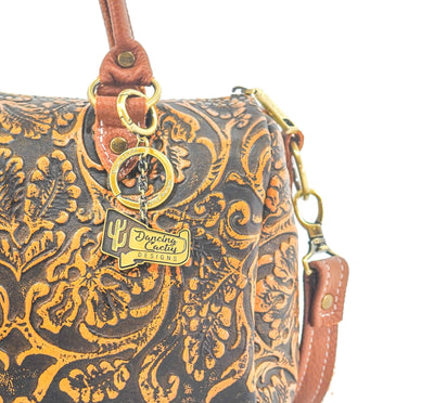 The Stowaway Classic - All Embossed w/ Honey Tool-The Stowaway Classic-Western-Cowhide-Bags-Handmade-Products-Gifts-Dancing Cactus Designs