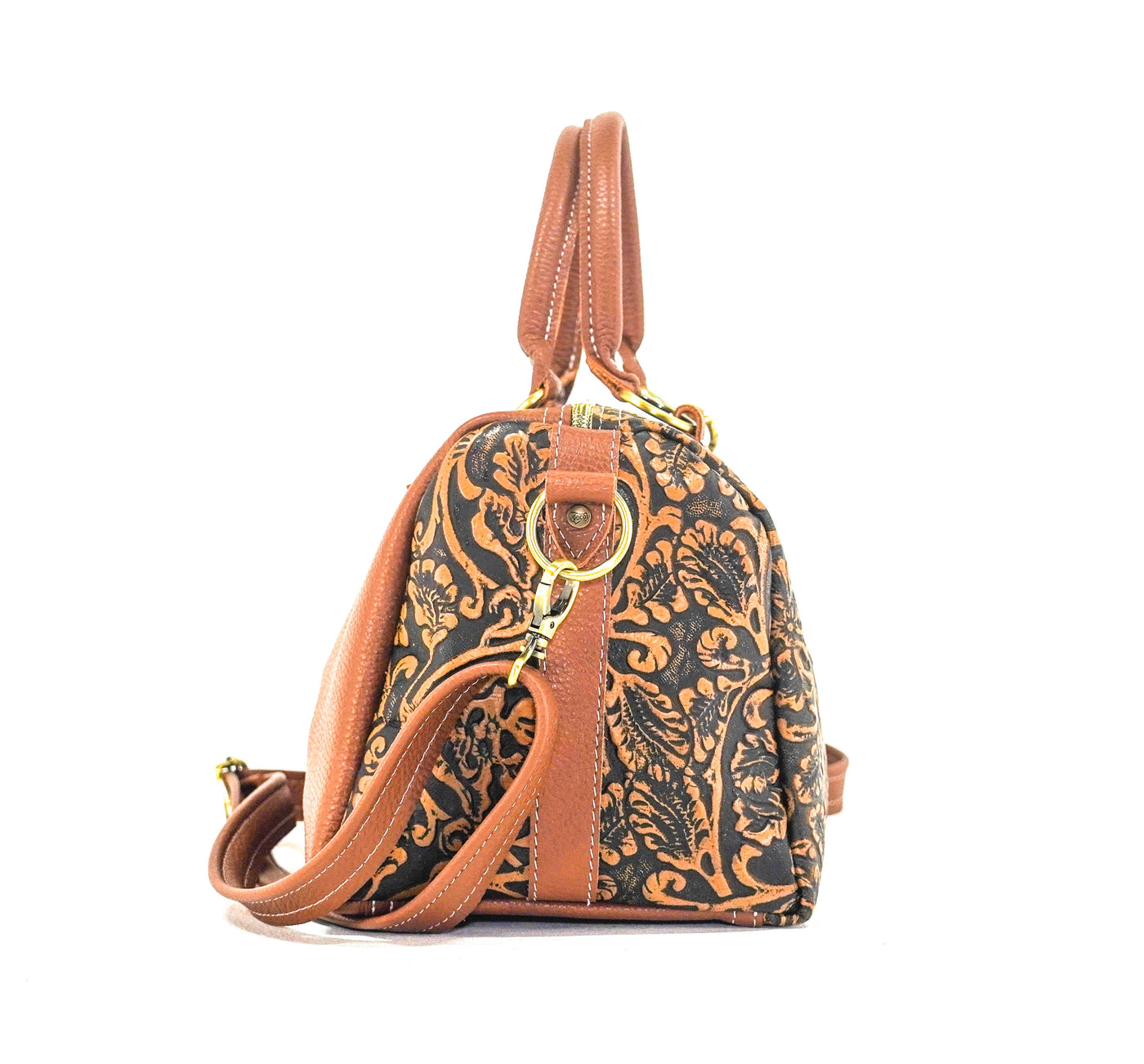 The Stowaway Classic - All Embossed w/ Honey Tool-The Stowaway Classic-Western-Cowhide-Bags-Handmade-Products-Gifts-Dancing Cactus Designs