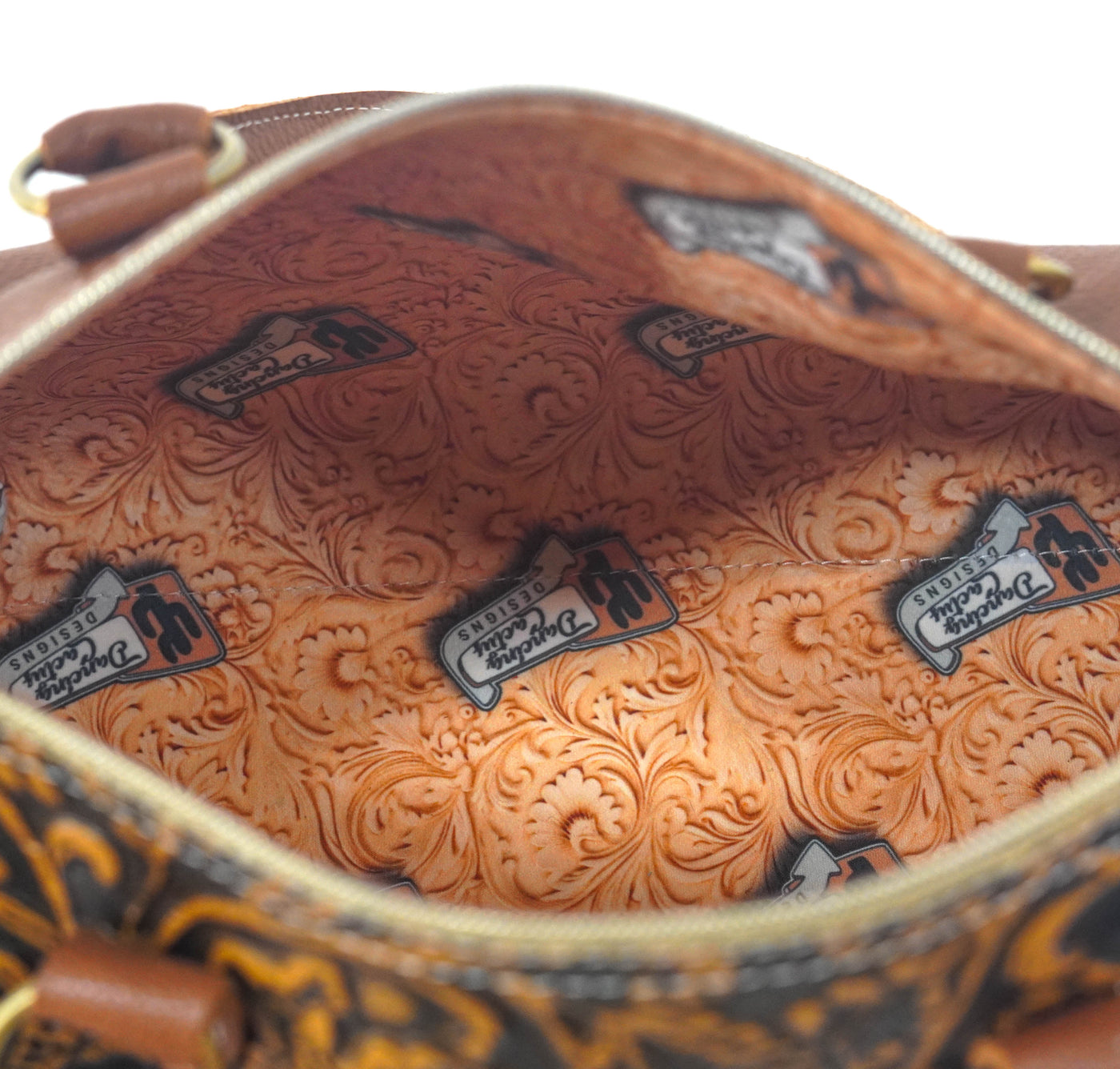 The Stowaway Classic - All Embossed w/ Honey Tool-The Stowaway Classic-Western-Cowhide-Bags-Handmade-Products-Gifts-Dancing Cactus Designs