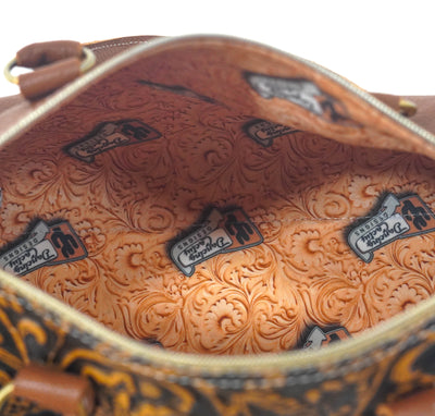 The Stowaway Classic - All Embossed w/ Honey Tool-The Stowaway Classic-Western-Cowhide-Bags-Handmade-Products-Gifts-Dancing Cactus Designs