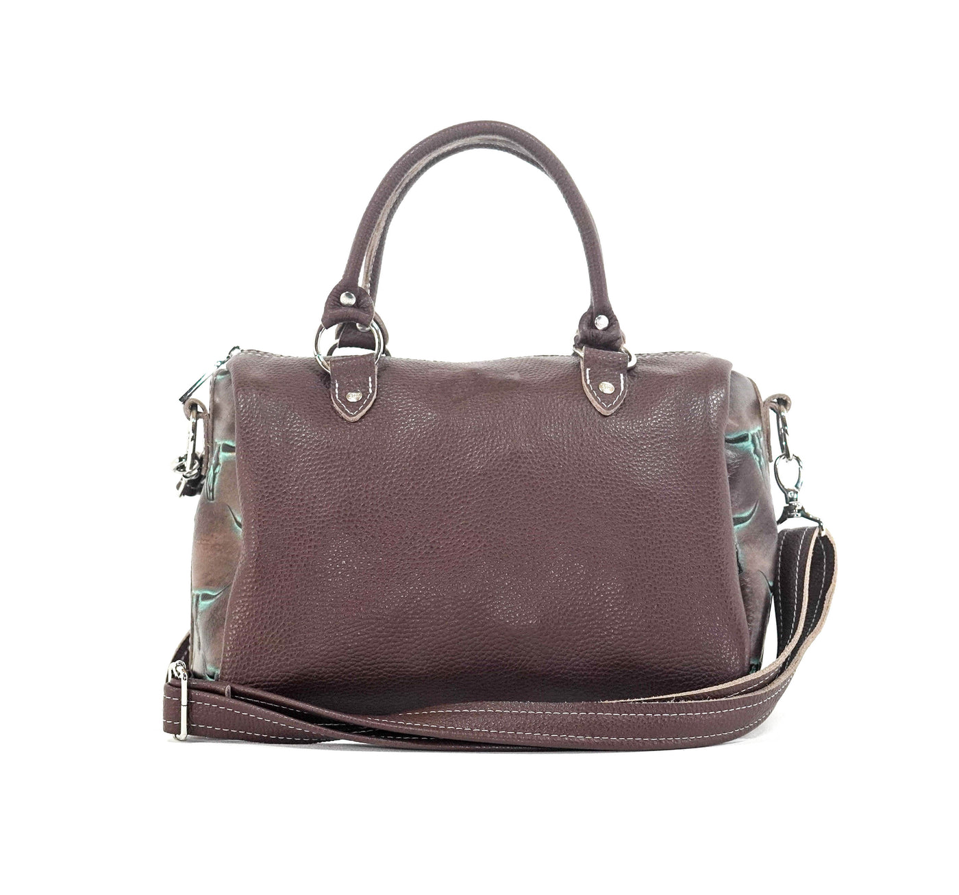 The Stowaway Classic - All Embossed w/ Mint Chocolate Skulls-The Stowaway Classic-Western-Cowhide-Bags-Handmade-Products-Gifts-Dancing Cactus Designs