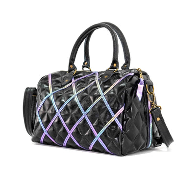 The Stowaway Classic - All Embossed w/ Onyx Diamond Stitch-The Stowaway Classic-Western-Cowhide-Bags-Handmade-Products-Gifts-Dancing Cactus Designs