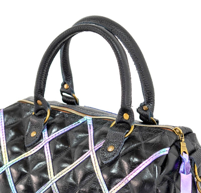 The Stowaway Classic - All Embossed w/ Onyx Diamond Stitch-The Stowaway Classic-Western-Cowhide-Bags-Handmade-Products-Gifts-Dancing Cactus Designs