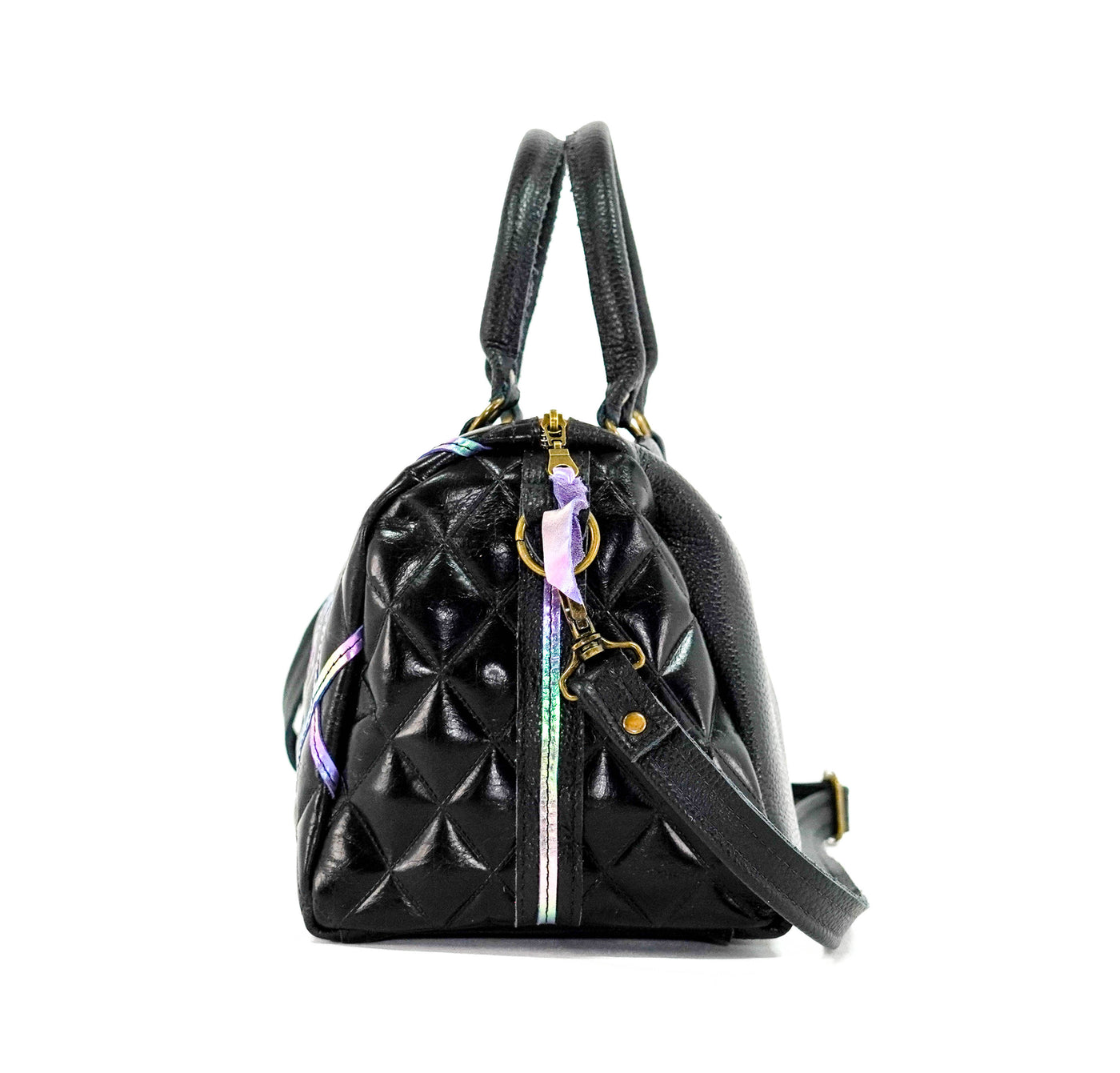 The Stowaway Classic - All Embossed w/ Onyx Diamond Stitch-The Stowaway Classic-Western-Cowhide-Bags-Handmade-Products-Gifts-Dancing Cactus Designs