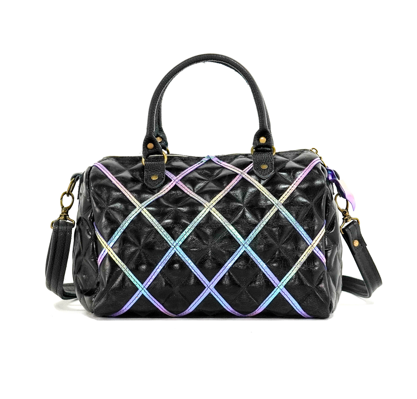 The Stowaway Classic - All Embossed w/ Onyx Diamond Stitch-The Stowaway Classic-Western-Cowhide-Bags-Handmade-Products-Gifts-Dancing Cactus Designs