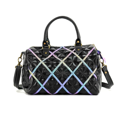 The Stowaway Classic - All Embossed w/ Onyx Diamond Stitch-The Stowaway Classic-Western-Cowhide-Bags-Handmade-Products-Gifts-Dancing Cactus Designs