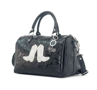 The Stowaway Classic - All Embossed w/ Onyx Roses-The Stowaway Classic-Western-Cowhide-Bags-Handmade-Products-Gifts-Dancing Cactus Designs