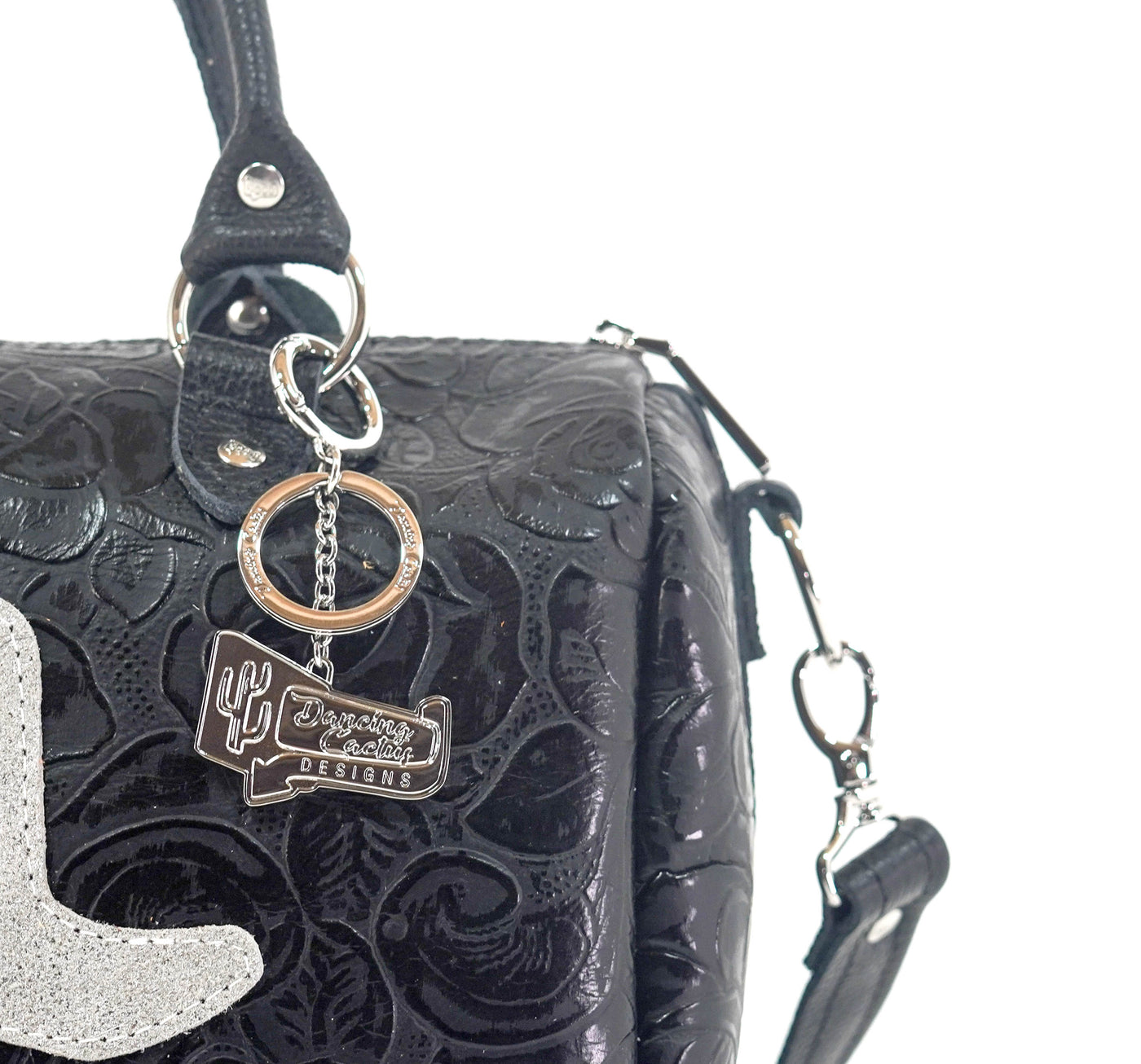 The Stowaway Classic - All Embossed w/ Onyx Roses-The Stowaway Classic-Western-Cowhide-Bags-Handmade-Products-Gifts-Dancing Cactus Designs
