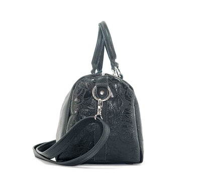 The Stowaway Classic - All Embossed w/ Onyx Roses-The Stowaway Classic-Western-Cowhide-Bags-Handmade-Products-Gifts-Dancing Cactus Designs
