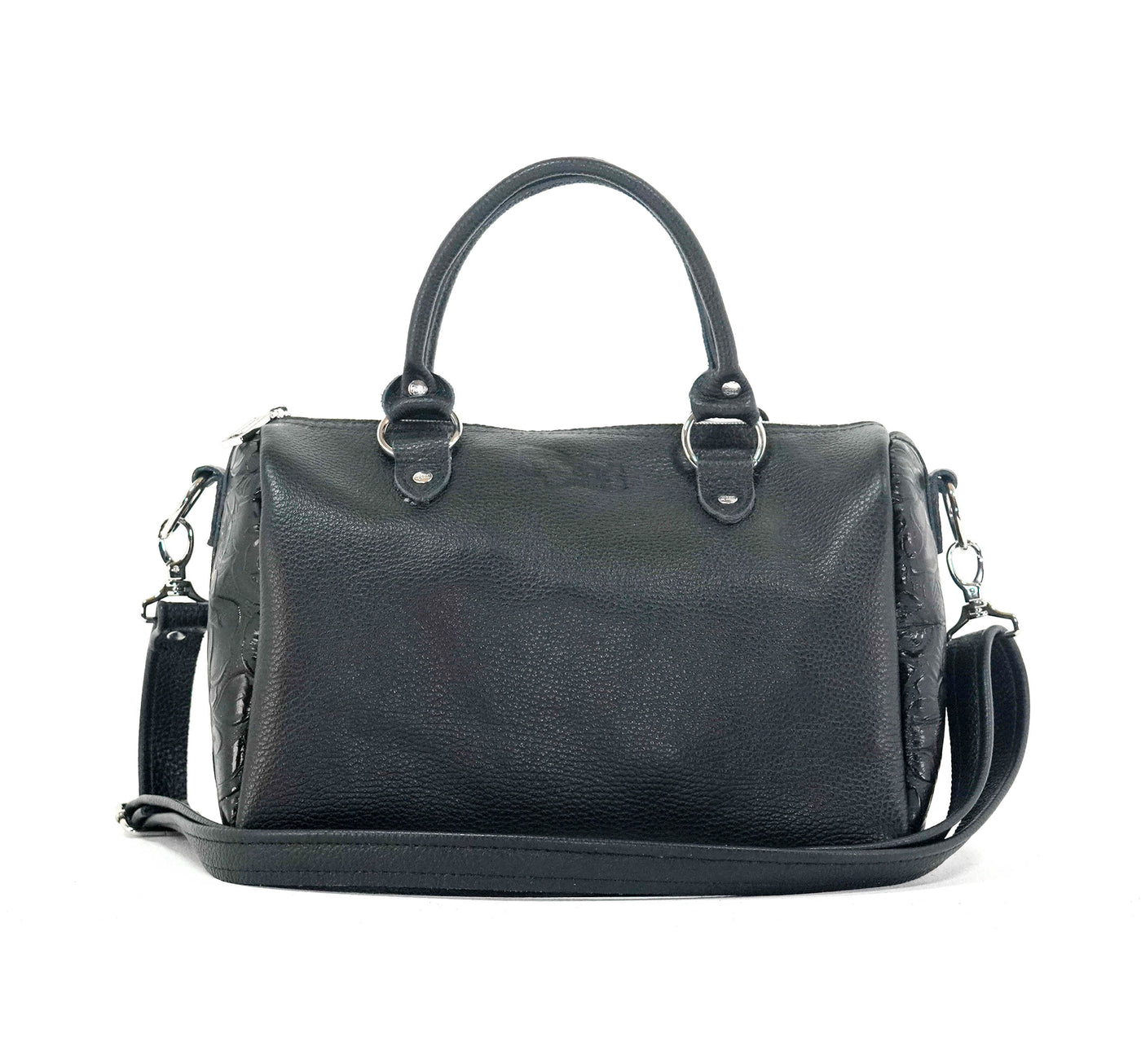 The Stowaway Classic - All Embossed w/ Onyx Roses-The Stowaway Classic-Western-Cowhide-Bags-Handmade-Products-Gifts-Dancing Cactus Designs
