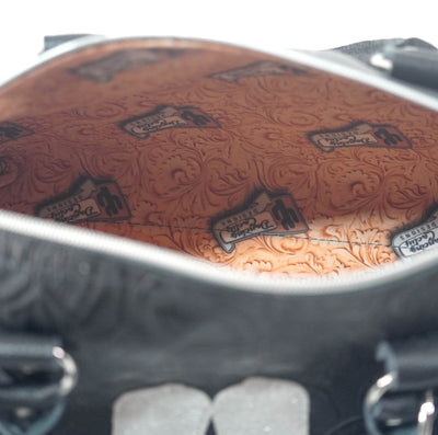 The Stowaway Classic - All Embossed w/ Onyx Roses-The Stowaway Classic-Western-Cowhide-Bags-Handmade-Products-Gifts-Dancing Cactus Designs