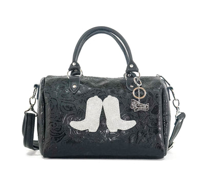 The Stowaway Classic - All Embossed w/ Onyx Roses-The Stowaway Classic-Western-Cowhide-Bags-Handmade-Products-Gifts-Dancing Cactus Designs
