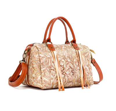 The Stowaway Classic - All Embossed w/ Rose Gold Tool-The Stowaway Classic-Western-Cowhide-Bags-Handmade-Products-Gifts-Dancing Cactus Designs