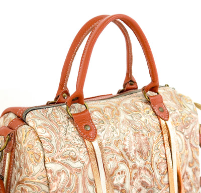 The Stowaway Classic - All Embossed w/ Rose Gold Tool-The Stowaway Classic-Western-Cowhide-Bags-Handmade-Products-Gifts-Dancing Cactus Designs