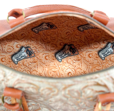The Stowaway Classic - All Embossed w/ Rose Gold Tool-The Stowaway Classic-Western-Cowhide-Bags-Handmade-Products-Gifts-Dancing Cactus Designs