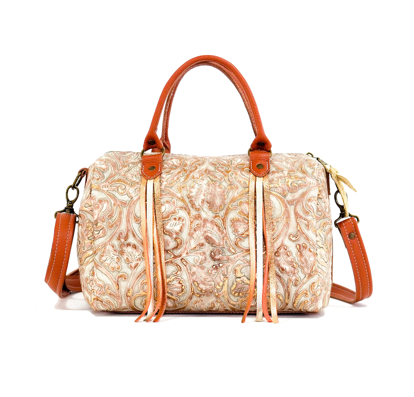 The Stowaway Classic - All Embossed w/ Rose Gold Tool-The Stowaway Classic-Western-Cowhide-Bags-Handmade-Products-Gifts-Dancing Cactus Designs