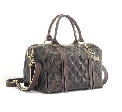 The Stowaway Classic - All Embossed w/ Walnut Diamond Stitch-The Stowaway Classic-Western-Cowhide-Bags-Handmade-Products-Gifts-Dancing Cactus Designs