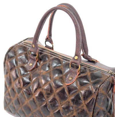The Stowaway Classic - All Embossed w/ Walnut Diamond Stitch-The Stowaway Classic-Western-Cowhide-Bags-Handmade-Products-Gifts-Dancing Cactus Designs