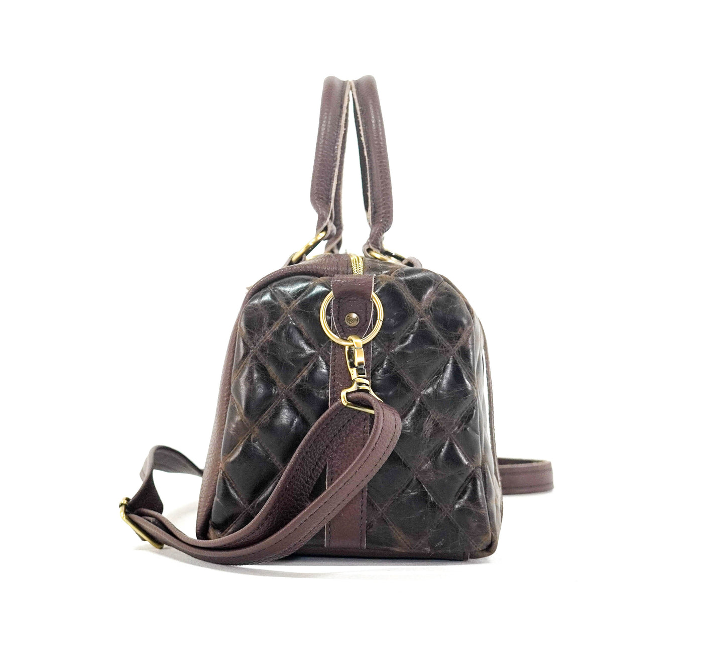 The Stowaway Classic - All Embossed w/ Walnut Diamond Stitch-The Stowaway Classic-Western-Cowhide-Bags-Handmade-Products-Gifts-Dancing Cactus Designs