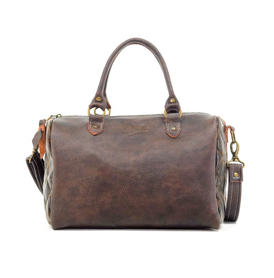 The Stowaway Classic - All Embossed w/ Walnut Diamond Stitch-The Stowaway Classic-Western-Cowhide-Bags-Handmade-Products-Gifts-Dancing Cactus Designs