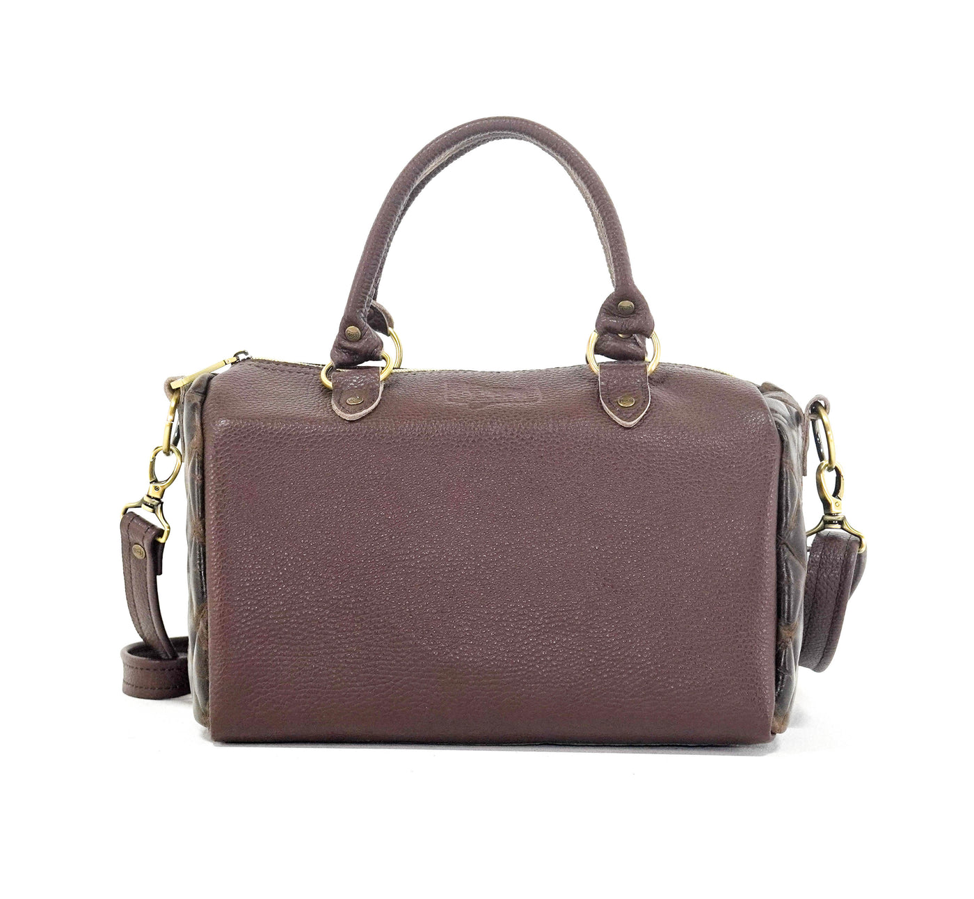 The Stowaway Classic - All Embossed w/ Walnut Diamond Stitch-The Stowaway Classic-Western-Cowhide-Bags-Handmade-Products-Gifts-Dancing Cactus Designs