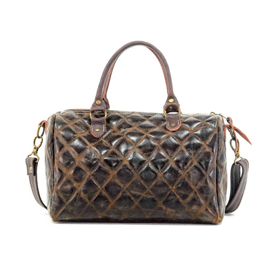 The Stowaway Classic - All Embossed w/ Walnut Diamond Stitch-The Stowaway Classic-Western-Cowhide-Bags-Handmade-Products-Gifts-Dancing Cactus Designs