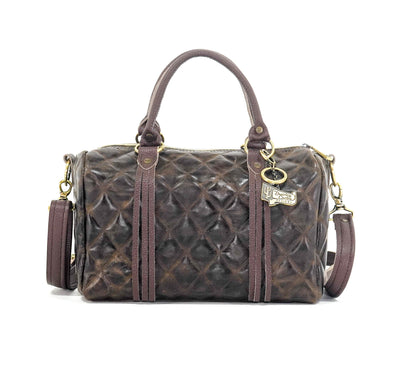 The Stowaway Classic - All Embossed w/ Walnut Diamond Stitch-The Stowaway Classic-Western-Cowhide-Bags-Handmade-Products-Gifts-Dancing Cactus Designs