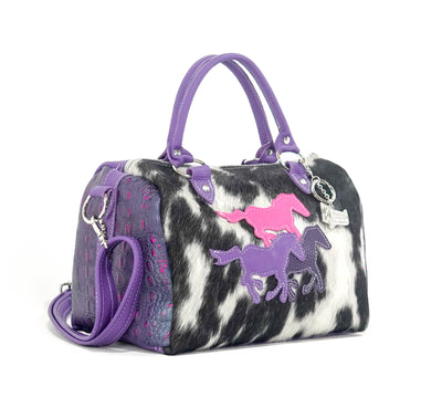 The Stowaway Classic - Black & White w/ Rio Croc-The Stowaway Classic-Western-Cowhide-Bags-Handmade-Products-Gifts-Dancing Cactus Designs