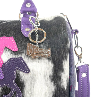 The Stowaway Classic - Black & White w/ Rio Croc-The Stowaway Classic-Western-Cowhide-Bags-Handmade-Products-Gifts-Dancing Cactus Designs