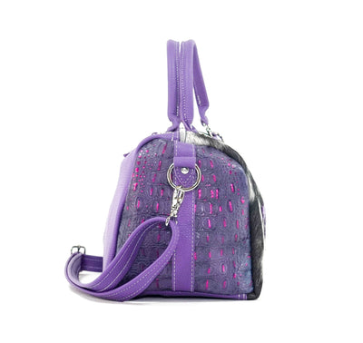 The Stowaway Classic - Black & White w/ Rio Croc-The Stowaway Classic-Western-Cowhide-Bags-Handmade-Products-Gifts-Dancing Cactus Designs
