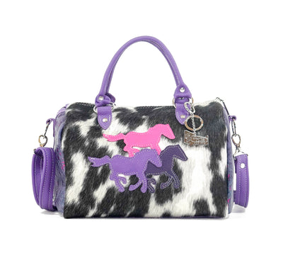 The Stowaway Classic - Black & White w/ Rio Croc-The Stowaway Classic-Western-Cowhide-Bags-Handmade-Products-Gifts-Dancing Cactus Designs