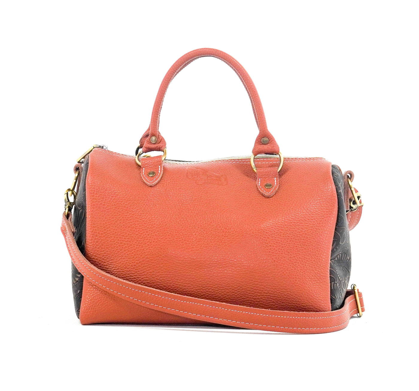 The Stowaway Classic - Dark Brindle w/ Floral Chickory-The Stowaway Classic-Western-Cowhide-Bags-Handmade-Products-Gifts-Dancing Cactus Designs