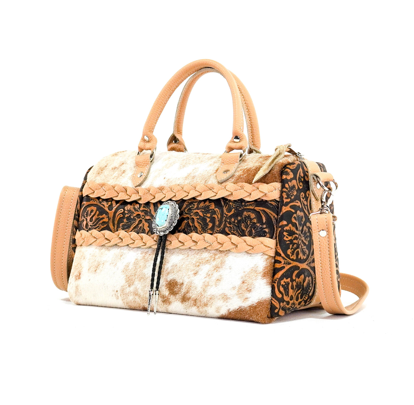 The Stowaway Classic - Longhorn w/ Honey Tool-The Stowaway Classic-Western-Cowhide-Bags-Handmade-Products-Gifts-Dancing Cactus Designs