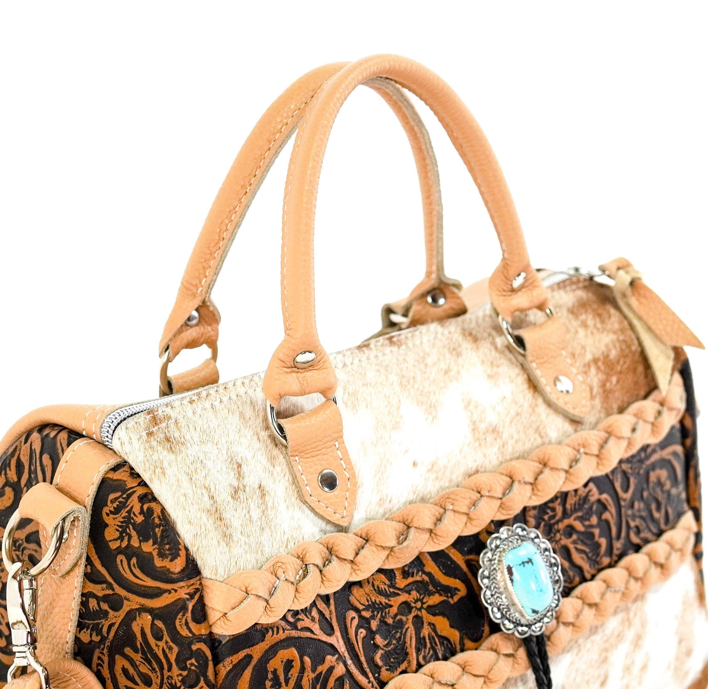 The Stowaway Classic - Longhorn w/ Honey Tool-The Stowaway Classic-Western-Cowhide-Bags-Handmade-Products-Gifts-Dancing Cactus Designs