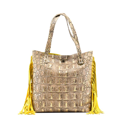 Trisha - All Embossed w/ Vanilla Jumbo Croc-Trisha-Western-Cowhide-Bags-Handmade-Products-Gifts-Dancing Cactus Designs
