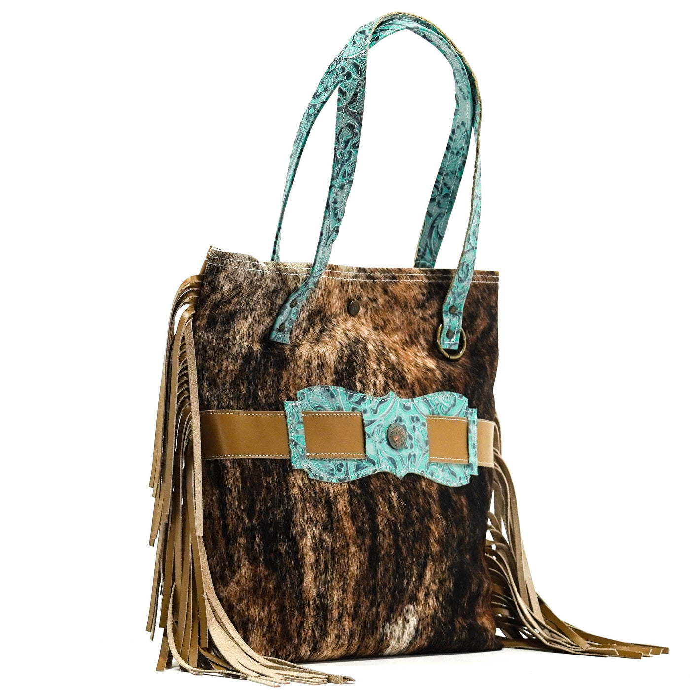 Trisha - Two-Tone Brindle w/ Royston Tool-Trisha-Western-Cowhide-Bags-Handmade-Products-Gifts-Dancing Cactus Designs